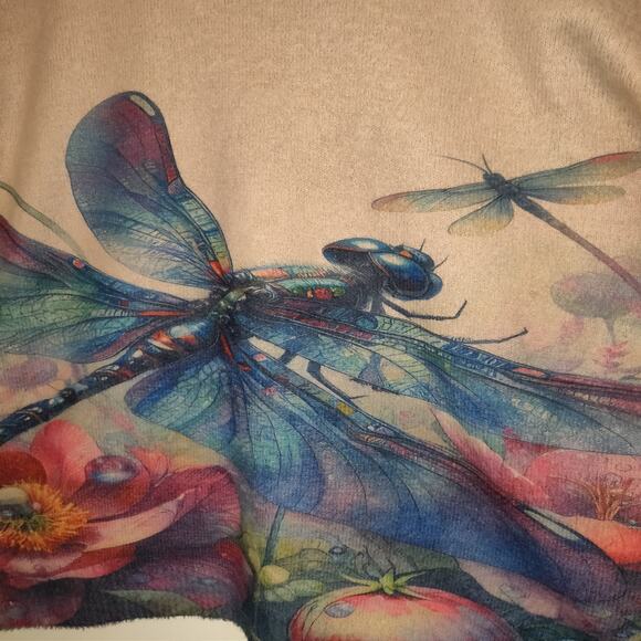 Dragonfly Sweater Top Women's Sz 2XL Colorful Bugs Good Luck Unisex Oversized - Picture 5 of 16